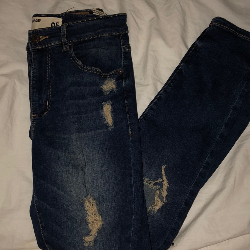 GARAGE JEAN RETRO HIGH RISE BLUE DESTROYED